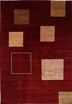 Indian Indo-Tibetan Red Rectangle 10x14 ft Wool Carpet 30937