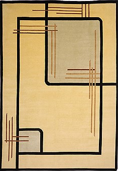 Indian Indo-Tibetan Yellow Rectangle 10x14 ft Wool Carpet 30938