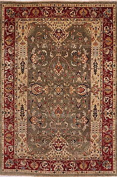 Indian Jaipur Green Rectangle 10x13 ft Wool Carpet 30944