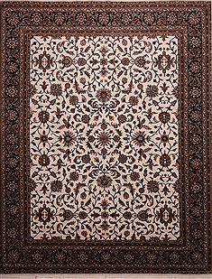 Indian Kashan Beige Rectangle 12x15 ft Wool Carpet 30955