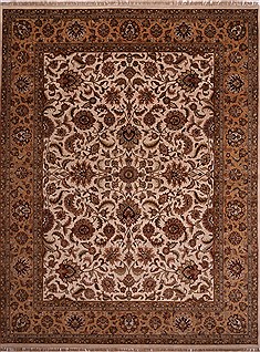 Indian Jaipur White Rectangle 12x15 ft Wool Carpet 30974
