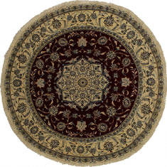 Nain Beige Round Hand Knotted 5'0" X 5'0"  Area Rug 254-32027