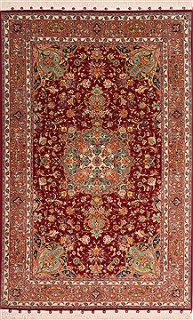 Tabriz Red Hand Knotted 3'4" X 5'0"  Area Rug 254-49145