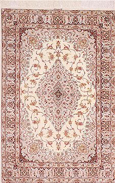 Persian Qum Beige Rectangle 3x5 ft silk Carpet 49162