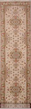 Persian Tabriz Beige Runner 13 to 15 ft Wool Carpet 72521