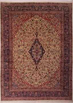 Persian Kerman Green Rectangle 10x13 ft Wool Carpet 74430