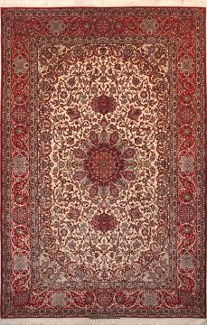 Persian Isfahan Beige Rectangle 7x10 ft Wool Carpet 74444