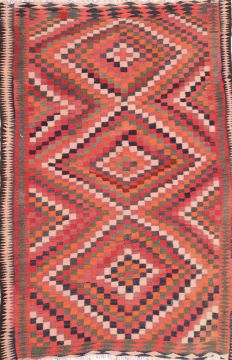 Afghan Kilim Multicolor Rectangle 5x8 ft Wool Carpet 74682