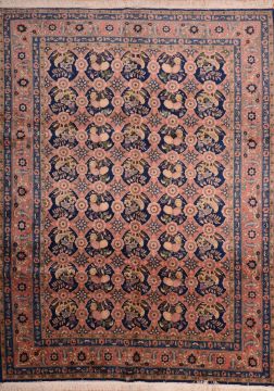 Persian Varamin Blue Rectangle 7x9 ft Wool Carpet 74837