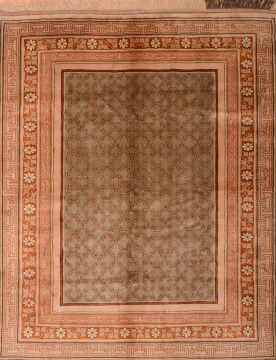 Shiraz Green Square Hand Knotted 6'8" X 8'2"  Area Rug 100-74843