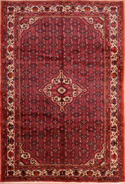 Persian Hamedan Red Rectangle 7x10 ft Wool Carpet 75311