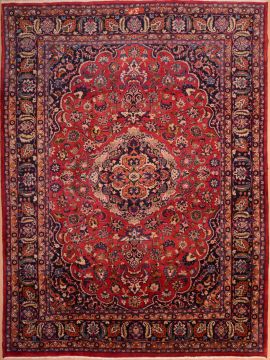 Mashad Red Hand Knotted 8'2" X 11'0"  Area Rug 100-75321