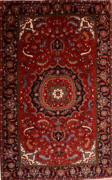 Heriz Red Hand Knotted 7'0" X 11'3"  Area Rug 100-75328