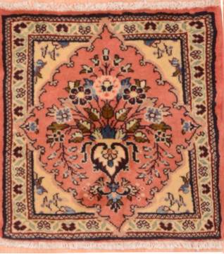 Persian sarouk Beige Square 4 ft and Smaller Wool Carpet 75388