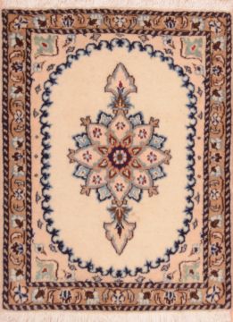 Persian Nain Beige Square 4 ft and Smaller Wool Carpet 75403