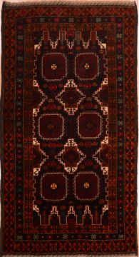 Persian Baluch Black Rectangle 4x6 ft Wool Carpet 75460