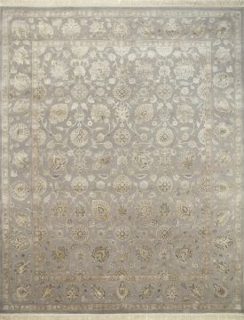 Indian Jaipur Grey Rectangle 4x6 ft wool and silk Carpet 75629