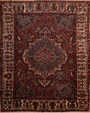Persian Bakhtiar Red Rectangle 10x14 ft Wool Carpet 75975