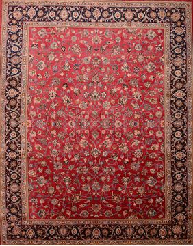 Persian Mashad Red Rectangle 10x13 ft Wool Carpet 75990