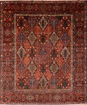 Persian Bakhtiar Red Rectangle 10x12 ft Wool Carpet 76175