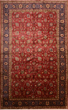 Persian Tabriz Red Rectangle 11x16 ft Wool Carpet 76244