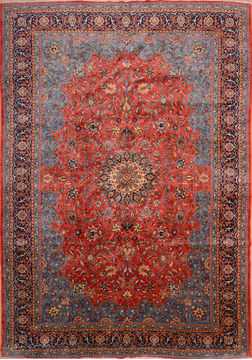 Persian sarouk Blue Rectangle 10x14 ft Wool Carpet 76250