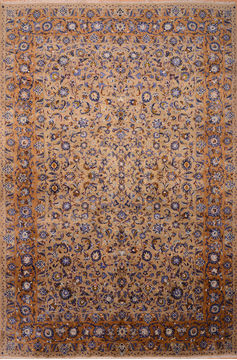 Persian Kashan Green Rectangle 11x16 ft Wool Carpet 76309