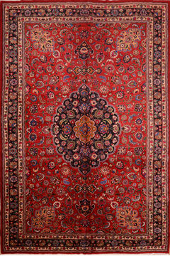 Persian Mashad Red Rectangle 11x16 ft Wool Carpet 76314
