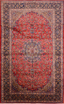Persian Najaf-abad Red Rectangle 10x14 ft Wool Carpet 76315