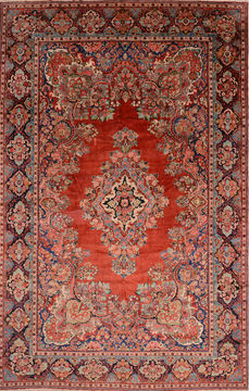 Persian Moshk Abad Red Rectangle 11x16 ft Wool Carpet 76325