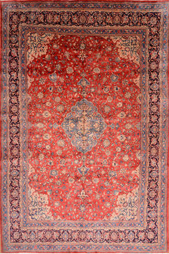 Mahal Red Hand Knotted 10'0" X 14'9"  Area Rug 100-76335