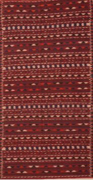 Afghan Kilim Red Runner 10 to 12 ft Wool Carpet 76449