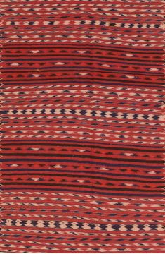 Afghan Kilim Red Runner 6 to 9 ft Wool Carpet 76454