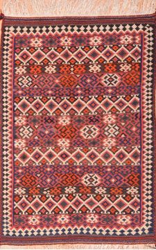 Afghan Kilim Red Rectangle 5x7 ft Wool Carpet 76458