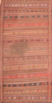 Kilim Red Hand Knotted 4'11" X 9'5"  Area Rug 100-76480