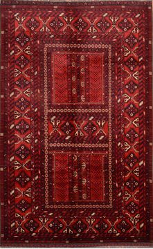 Afghan Khan Mohammadi Red Rectangle 6x9 ft Wool Carpet 76514