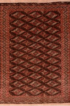 Afghan Khan Mohammadi Brown Rectangle 7x9 ft Wool Carpet 76519