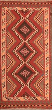 Afghan Kilim Orange Runner 10 to 12 ft Wool Carpet 76541