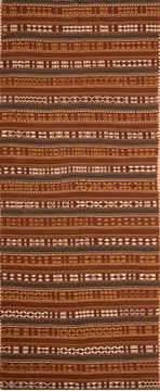 Afghan Kilim Brown Runner 10 to 12 ft Wool Carpet 76549