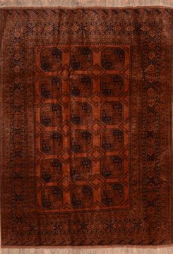 Afghan Khan Mohammadi Brown Rectangle 7x9 ft Wool Carpet 89774
