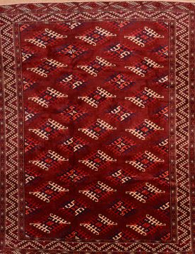 Afghan Khan Mohammadi Red Rectangle 7x9 ft Wool Carpet 89780
