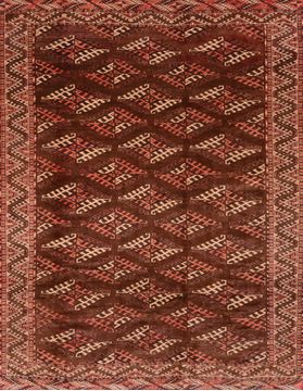 Persian Yamouth Brown Square 7 to 8 ft Wool Carpet 89786