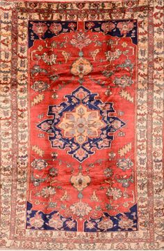Persian Shiraz Red Rectangle 7x10 ft Wool Carpet 89788