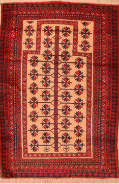 Afghan Baluch Beige Rectangle 3x5 ft Wool Carpet 89802