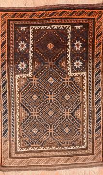 Afghan Baluch Brown Rectangle 3x4 ft Wool Carpet 89812