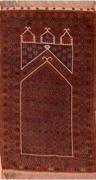 Afghan Baluch Brown Rectangle 2x4 ft Wool Carpet 89822