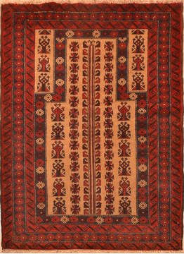 Afghan Baluch Beige Rectangle 3x5 ft Wool Carpet 89827