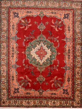 Persian Tabriz Red Rectangle 10x13 ft Wool Carpet 89850