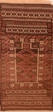 Afghan Baluch Brown Rectangle 3x5 ft Wool Carpet 89944
