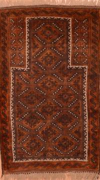 Afghan Baluch Brown Rectangle 3x5 ft Wool Carpet 89949